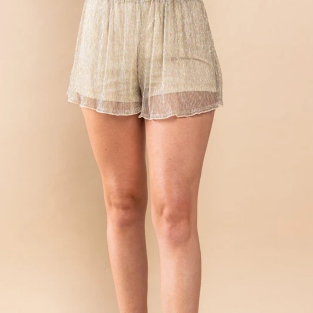 Gold Metallic Sheer Shorts